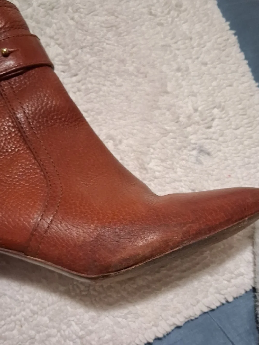 Tory Burch Cognac Leather Ankle Booties with Logo Accent